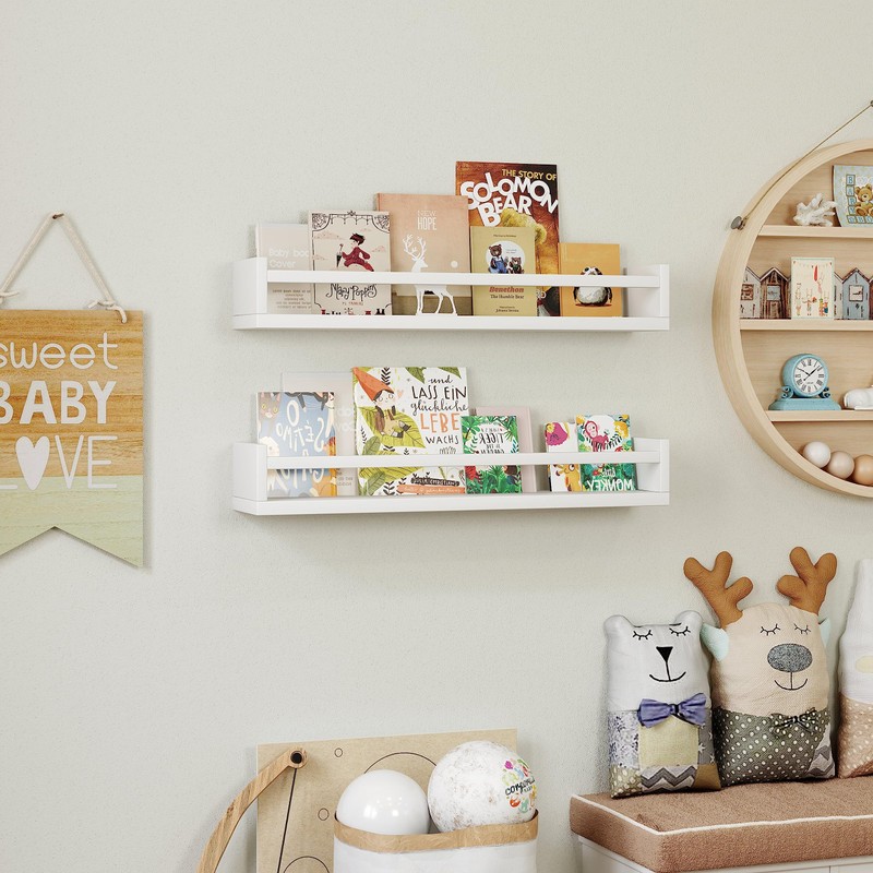 Onlysky Set of 4 Wall-Mounted Kid's Bookshelf - White Floating