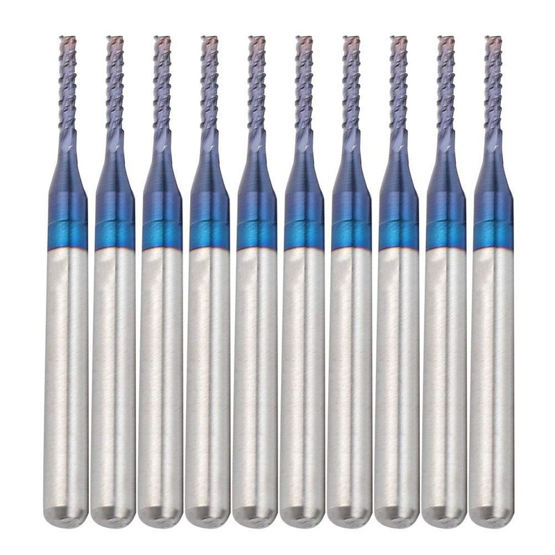 10-Piece End Mill Set Carbide Cutter Blue Corn Cutter CNC