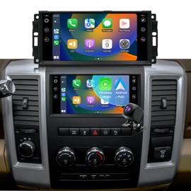 Car Radio for Dodge Ram 1500/2500/3500 2009-2012, Jeep Wrangler JK 2007-2018, Challenger Charger 2008-2010, Chrysler 7 Inch Touch Screen Stereo CarPlay Android Auto GPS Bluetooth SWC FM Backup Camera