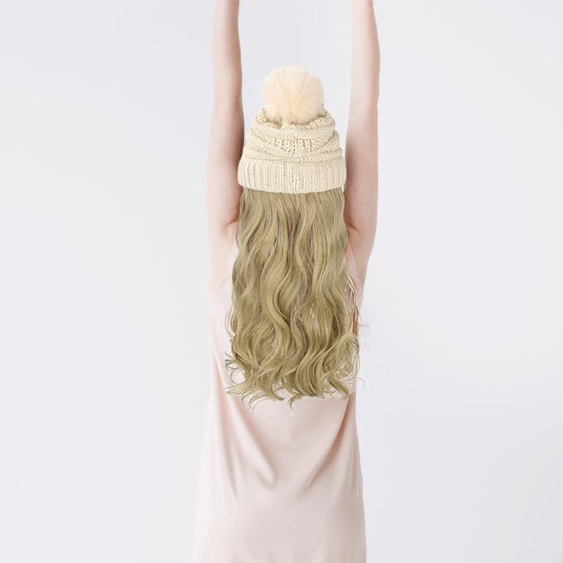 Lurrose Womens Wigs Hair Wig Beanie Beanie with Wig Attached