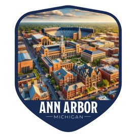 Ann Arbor Michigan Vintage Shield Badge Souvenir - 3-Inch Vinyl Sticker