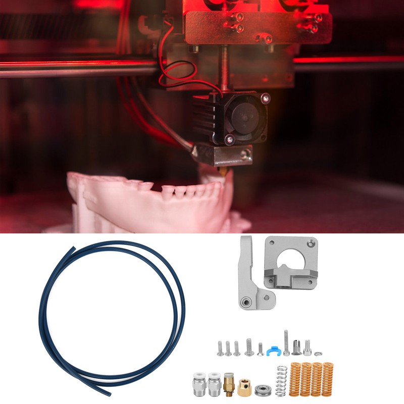 Extruder Kit Gray Aluminum 3D Printer Accessories PTFE Tube Spring