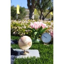 Annova Antique Globe Dia 5.5-inch / 14CM - Educational/Geographic/Modern Desktop Decoration - Stainless Steel Arc and Base - for School, Home, and Office (Antique 5.5“) (Brown-1)