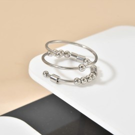 GOGOEY Morse Code Rings for Women, Stainless Steel Spinner Ring Fidget Rings for Anxiety Ring Morse Code Rings Inspirational Gifts Jewelry Women Birthday Graduation Gifts for Her Best Friends (28 Breathe)