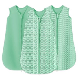 SWEET DOLPHIN Baby Sleep Sack 0-6 Months - 100% Cotton 2-Way Zipper TOG 0.5 Infant Wearable Blanket, Newborn Essentials Toddler 3 Pack Sleeping Sacks - Green