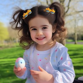 6pc Easter Hair Clips for Girls, Small Cute Bunny Chicken Egg Shape Hair Barrettes Pins for Kids Happy Easter Party Favor Gift Accessories (Easter C)