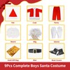 AMHSCOCA Kids Santa Costume 9PCS Christmas Santa Claus Costume for