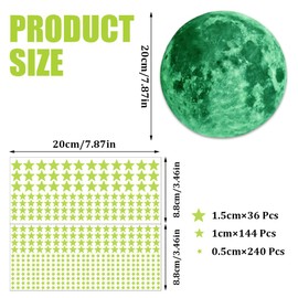 421 Stücke Leuchtsterne Selbstklebend, Leuchtsterne und Mond, Selbstklebende Aufkleber, Leuchtaufkleber Mond Sterne Fluoreszierend Wand Aufkleber Schlafzimmer Wohnzimmer