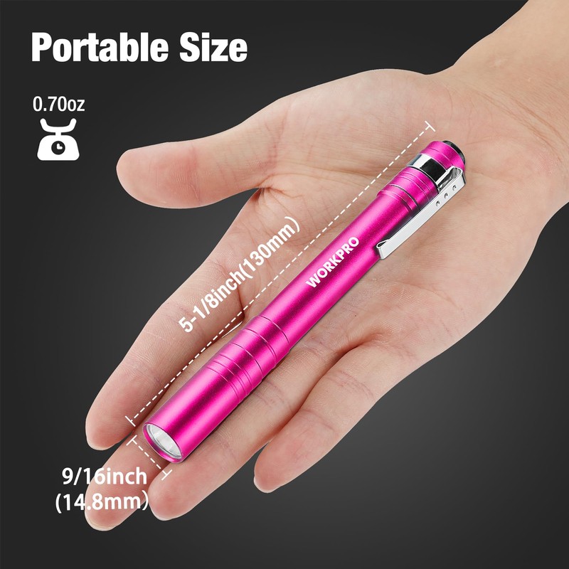 WORKPRO LED Pen Light, Aluminum Pen Flashlights, Pocket Flashlight with