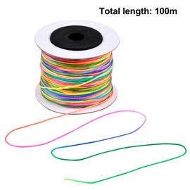 Mikihat 100m Perlenfaden, Regenbogen Nylonband Kordel, Bastelschnur für DIY Halskette Armband Handwerk,Beading Thread für Kinder Schmuck Basteln Perlen Armband (100 m, 0.8mm)