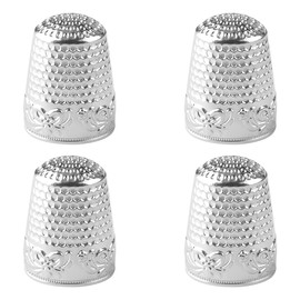 Lotsdonxia 4-Piece Metal Copper Thimbles Set – Durable Finger Protectors for Sewing, Knitting, Quilting & Embroidery | Rust-Resistant, Adjustable Fit Hand Sewing Tools (Silver)