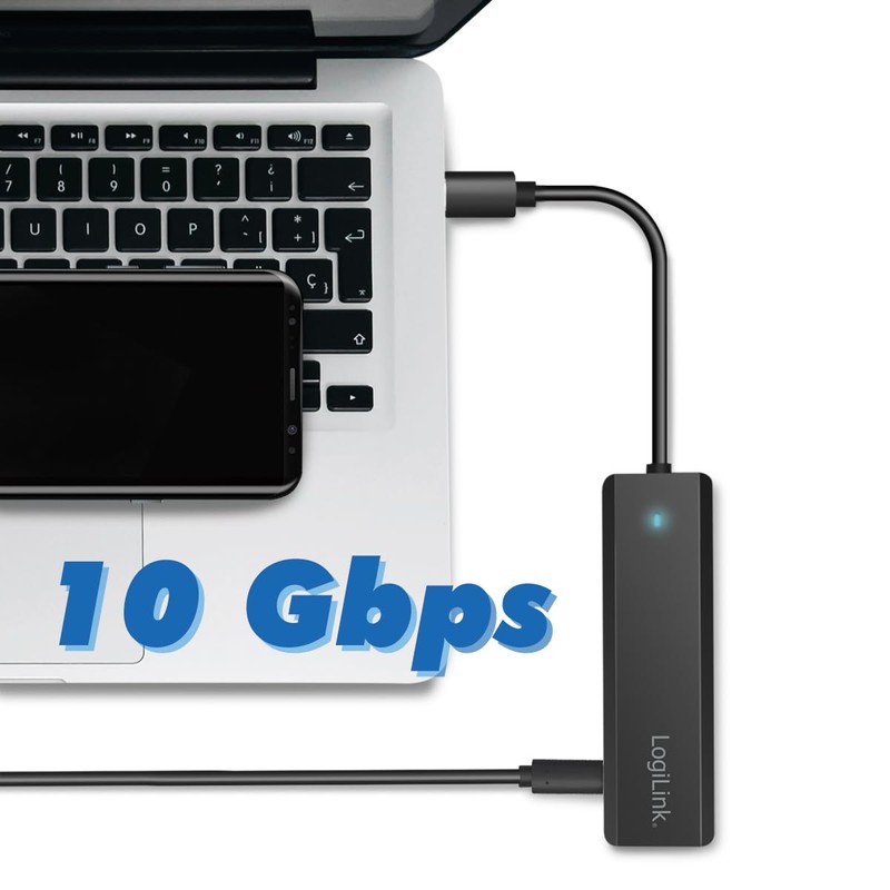 LogiLink UA0412 Ultra-Slim USB-C Hub (USB 3.2 Gen 2), 4-Port