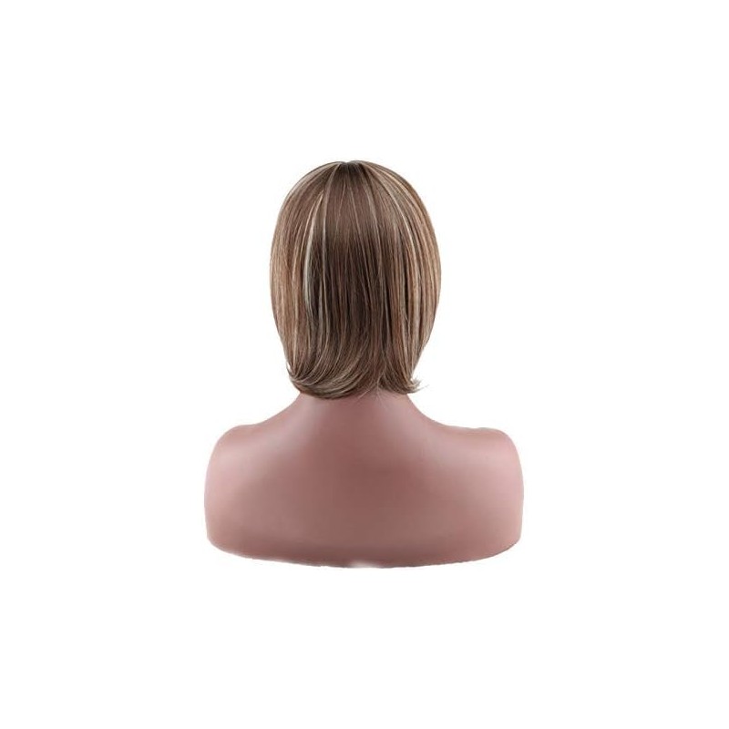 Peluca Bob Corta Liso Marrón, Peluca de Cabello con Flequillo