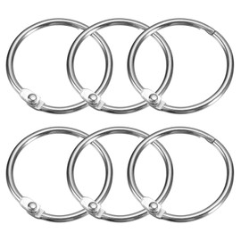 uxcell Shower Curtain Rings, 6pcs - Carbon Steel Round Snap Shower Curtain Hooks, 1.5 Inch Loose Leaf Binder Rings for Shower Curtain Rods (Silver)