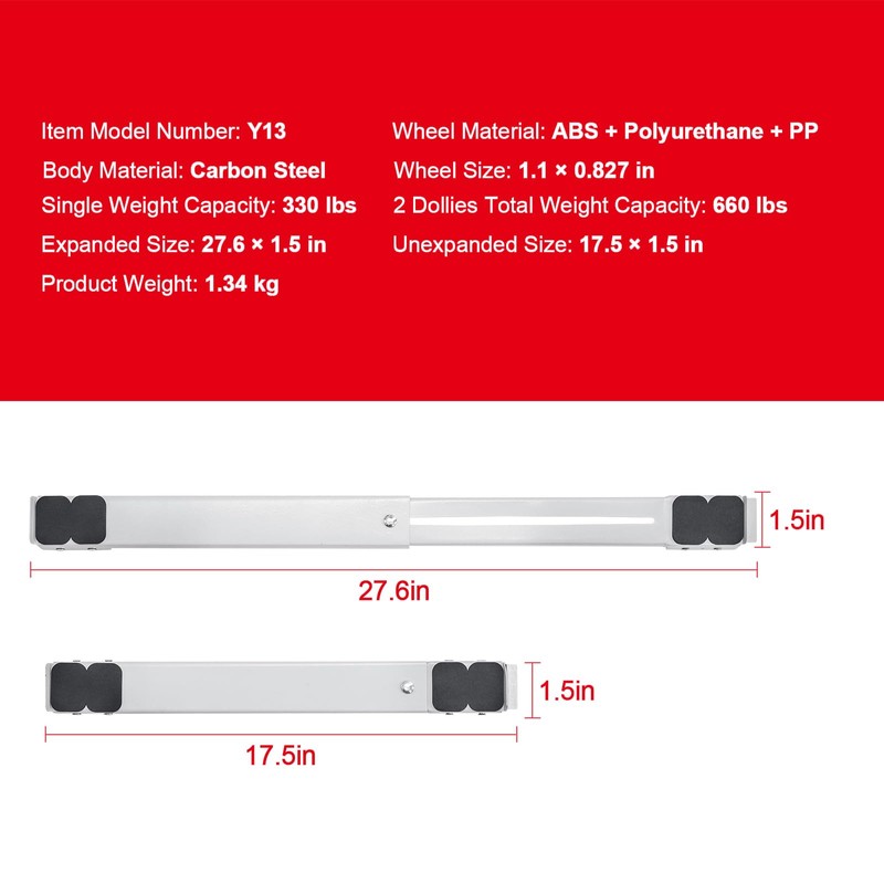 Happybuy 660 lbs Capacity Appliance Rollers, Extendable Mobile Fridge Stand
