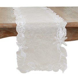 Embroidered Seashells Table Runner