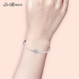 LaMenars Birthstone Charms April-Diamond 925 Sterling Silver Charms fit Bracelet Necklace Dangle with 5A Cubic Zirconia Christmas Valentine Mother's Day Gift for Women