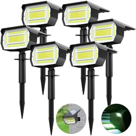 LOTMOS Solar Spot Lights Outdoor, [6 Pack/72 LED/3 Lighting Modes] 2-in-1 Solar Landscape Lights, Auto On/Off IP67 Solar Spotlights Outdoor Waterproof for Yard, Tree, Garden, House(Cool White)
