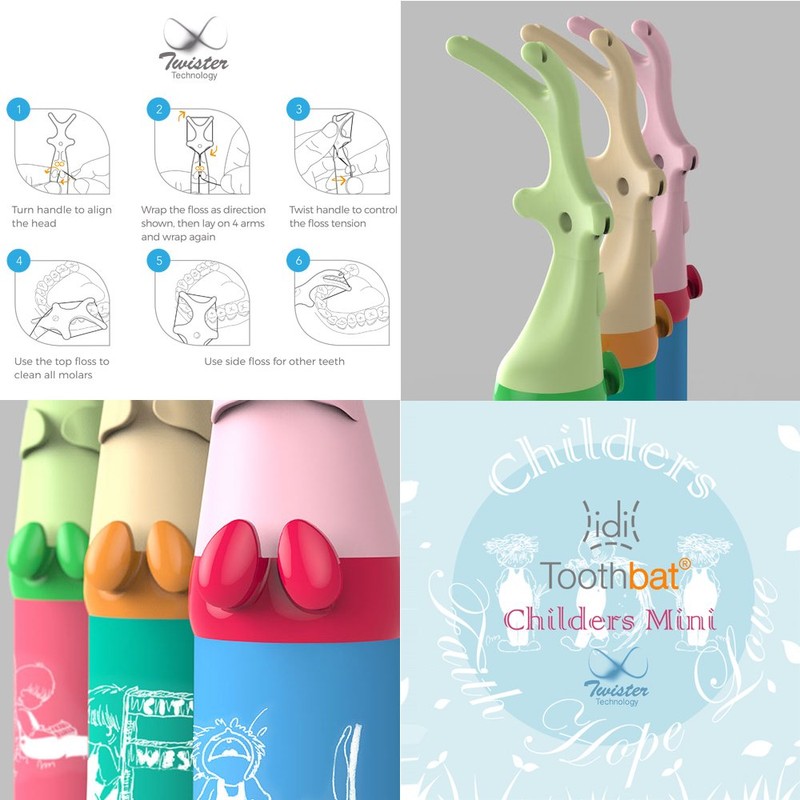 toothbat Kids Floss Holder for Perfect Mouth Cleaning and Teeth