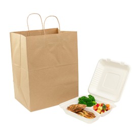 AmerCareRoyal Kraft Paper Bags with Twisted Handles, 12" x 9" x 15.75", Case of 200