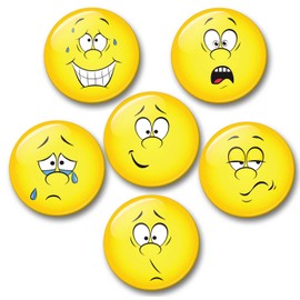 Merchandise for Fans Smiley Negative Feelings Bad Mood, 6 Large Fridge Magnets [02] for Memo Board, Notice Board, Magnetic Board, Whiteboard