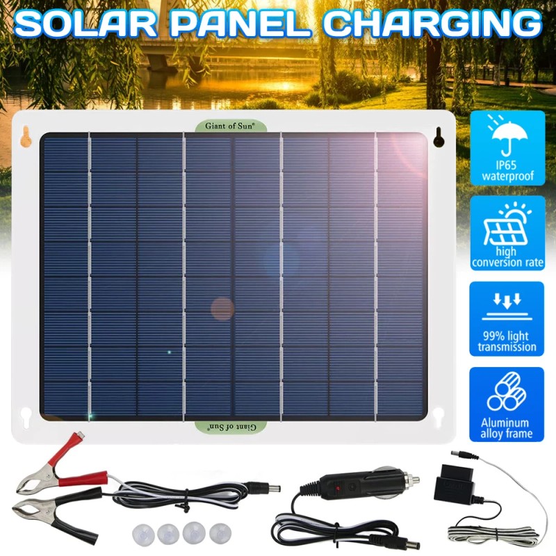 SHUONE57 20W Watt 12V Mono Solar Panel Trickle Charger Kit
