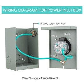 30-Amp Generator Power Inlet Box, 4 Prong L14-30P Indoor/Outdoor Waterproof Generator Inlet Box PB30 (80601-GYBX) NEMA 3R Plug, 125/250 Volts, Up to 7,500 Watts, ETL Listed