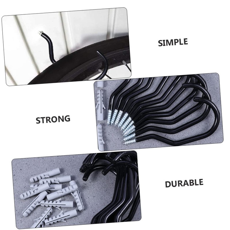 TEHAUX 10 Sets Bike Hooks Set for Wall Mounting Durable