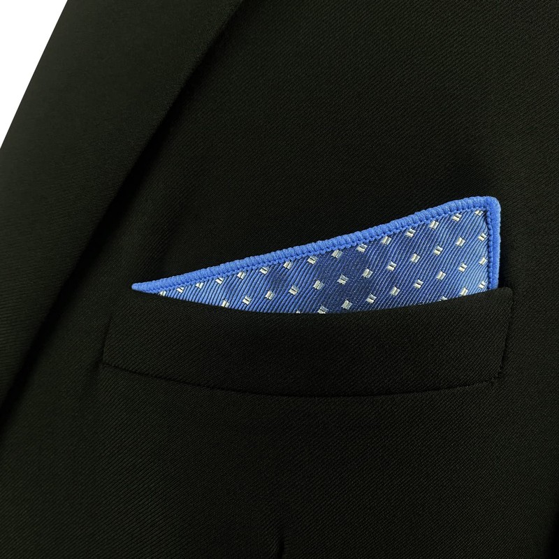 S&W SHLAX&WING Men's Handkerchiefs White Dots Blue for Suit Large