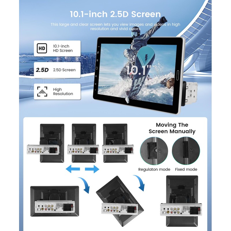10.1 inch Single Din Car Stereo Wireless CarPlay Android Auto,