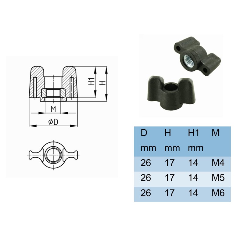 cyclingcolors 2x Wing Nuts M4 M5 M6 Plastic Thread Steel