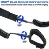 10ft Coiled SUP Leash for Paddleboard Ankle Cuff, Double Swivel