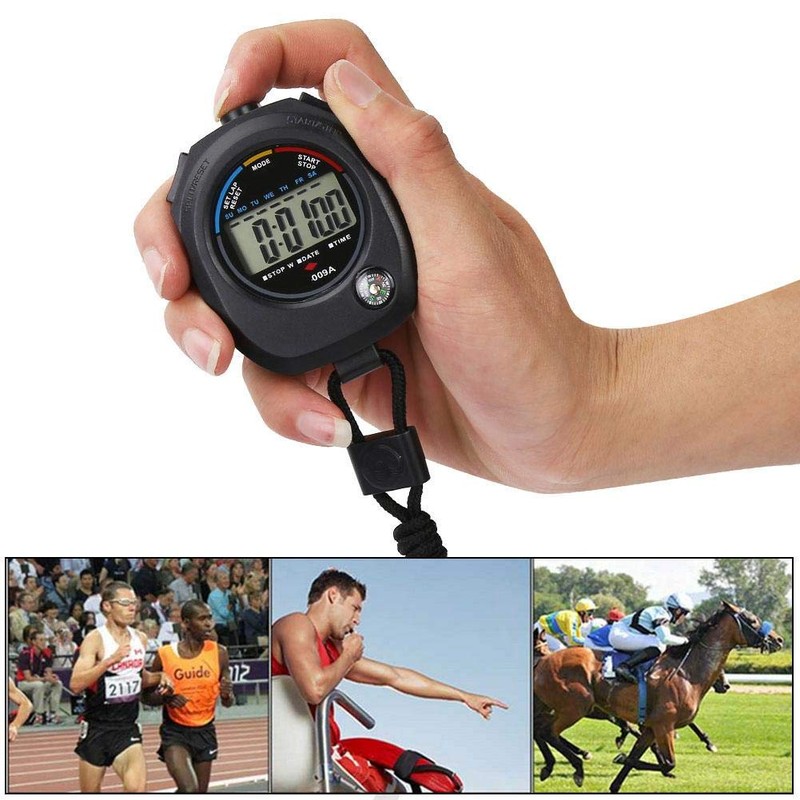 Qiilu 2 PCS Sport Timer, Cronógrafo Digital Preciso Handheld Multifunción
