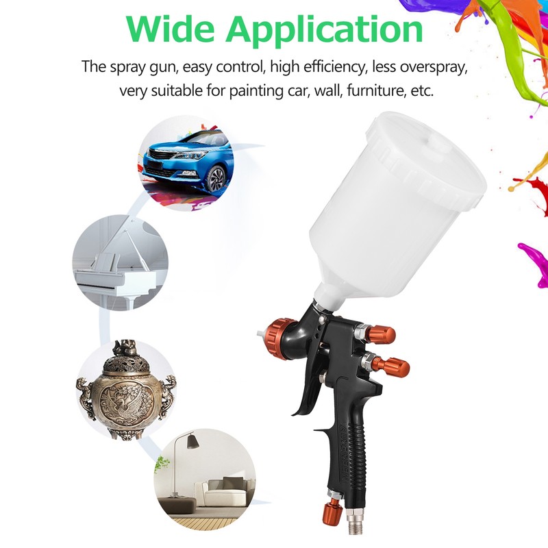HVLP Pneumatic Paint Spray Gun Set 1.3mm Caliber Adjustable Auto