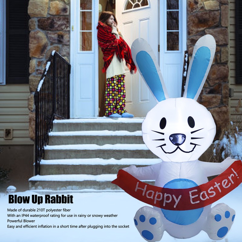 Easter Inflatable Bunny 4FT 210T Polyester IP44 Waterproof Easter Blow