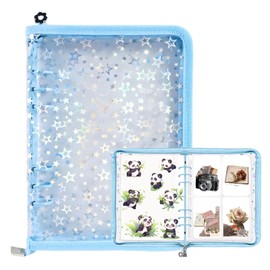 A5 Reusable Sticker Organizer Binder,Clear Storage Album with Blank Release Paper,Sticker Collecting Book for Adults & Kids,Tape Organizer & Playbill Storage (Blue)