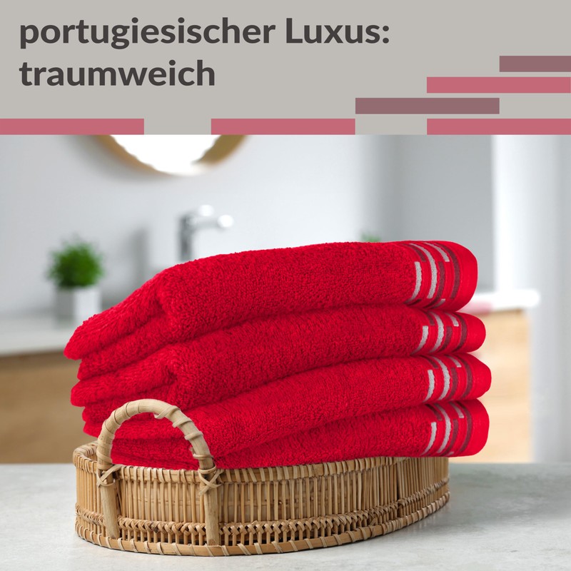 Lashuma Küchentücher Frottee Rot, Lugano 4er Set Kinderhandtücher 30x50 cm