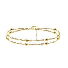 VIROMY Minimalist Layered Rope Chain Satellite Bracelet 18K Gold Plated Cute Layering Twisted Rope Beads Sphere Boho Bracelet Delicate Everyday Bracelets for Women