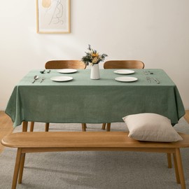 ATsense Tablecloth, green, linen look, 100% washed cotton, square, 140 x 200 cm