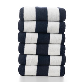 Salt Earth Cotton Beach Towel, Beach Towels 6 Pack, 30"x60" Towels for Bathroom, Beach and Gym, Quick Dry Beach Towel, Shower Towels and Pool Towels, Terry Cabana, Beach Towels Oversized(Navy Blue)