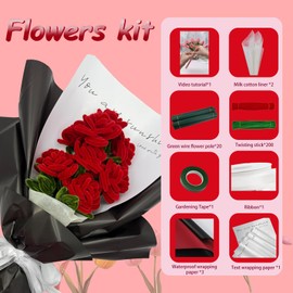 200PCS Pipe Cleaners Craft Supplies Chenille Stem Red and Green Pipe Cleaner Rose Kit with Tutorial DIY Flower Bouquet Craft Set for Art and Craft Projects Creative DIY Decorations (Red Rose)