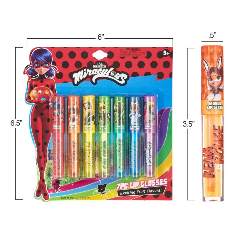 Miraculous Zag Heroez Lipgloss Collection - Juego De 7 Brill