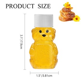 HAOZIJIE 2 Pcs 2oz Plastic Honey Bear Bottle, Bear Shape Clear Empty Honey Jar with Screw Yellow Lid, Honey Dispenser for Baby Shower Party Favors Gifts (white)