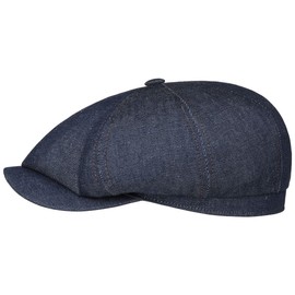 Stetson Hatteras Flat Cap 100% Cotton Made in EU Unisex Spring, Denim-Dark Blue, XXL