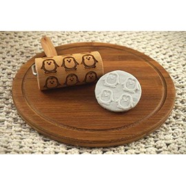 Penguins Mini rolling pin for cookies Embossing roller