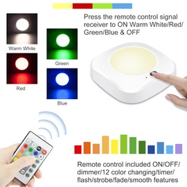 HONGUT Battery Powered Ceiling Light, Shower Light with Remote, Cordless Ceiling Light, LED Ceiling Lights with Dimmer Timer, 250LM, 4 Modes 12 Color Changing Light Indoor for Garage, Entrance,Hallway