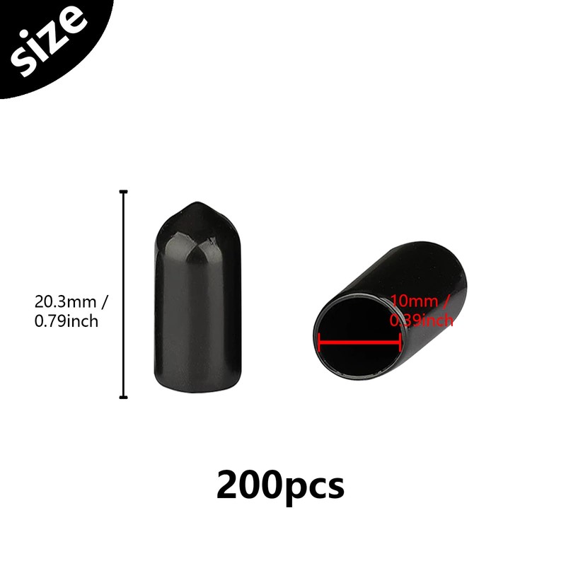 HLIWS Pack of 200 10 mm Rubber End Caps -