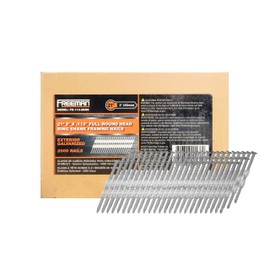 Freeman 21° .113" x 2" Plastic Collated Galvanized Ring Shank Framing Nails – Full Round Head – 2,000 Count – Heavy-Duty Nails for Framing, Decking & Subfloors – FR.113-2GRS