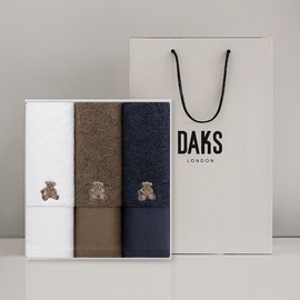 Daks Towel [Half Club/Daks Towel] Herringbone Teddy Towel Set of 3, Gift Wrapped / 닥스 타올 [하프클럽/닥스타올]헤링본테디세면 3매세트, 선물포장