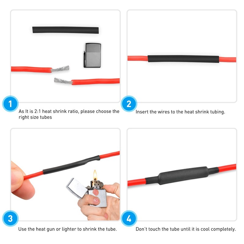 Nilight - 50005R Heat Shrink 2:1 Electric Insulation Tube Kit